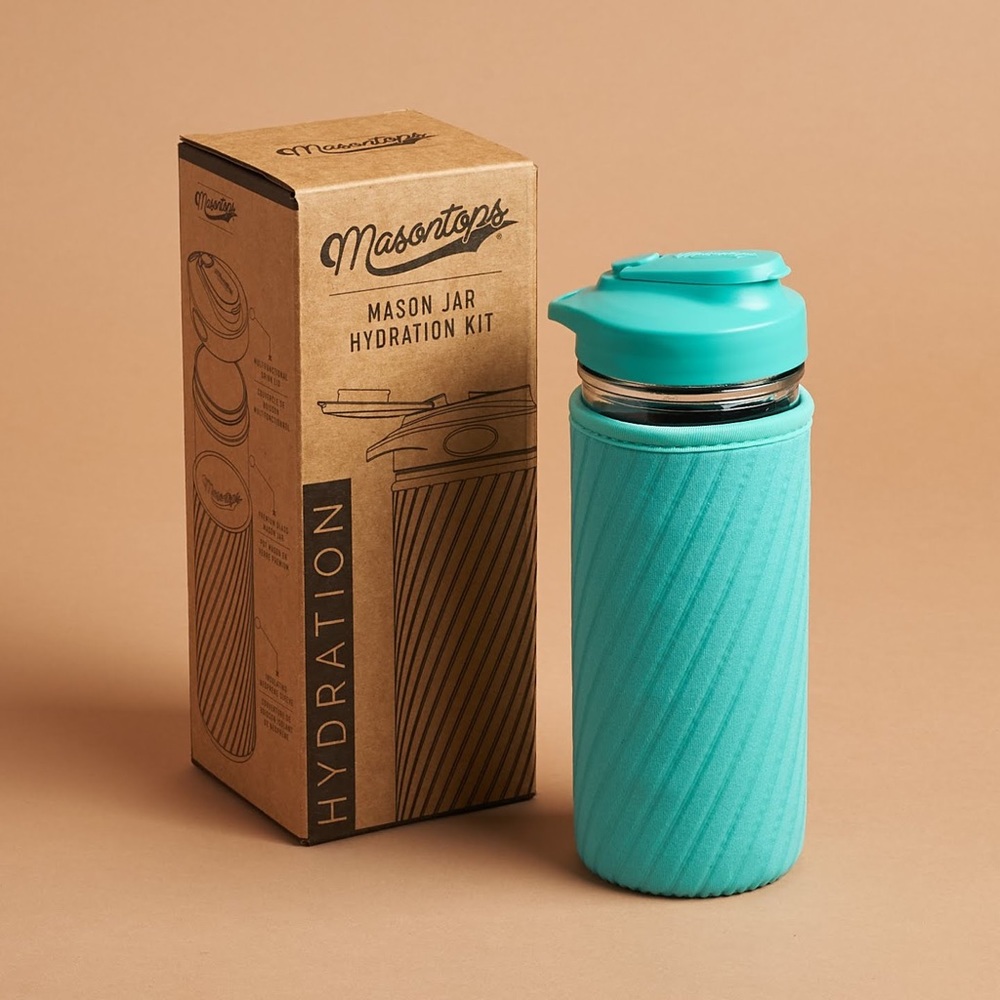 Masontops Glass Waterbottle with sleeve